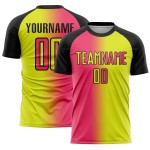 Jersey Neon Gradient Neon Pink-Black Soccer Custom Yellow Fashion Uniform Sublimation