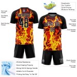 Uniform Custom Gold-White Soccer Flame Jersey Sublimation Black