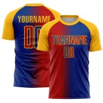 Fashion Soccer Sublimation Uniform Royal Red-Gold Custom Gradient Jersey