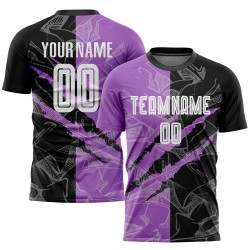 Purple Scratch Graffiti Jersey Pattern Black-Medium Custom Uniform Soccer Sublimation