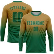 Green Uniform Old Soccer Custom Jersey Fade Sublimation Long Kelly Sleeve Gold Fashion