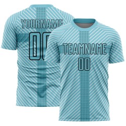 Sublimation Jersey Uniform Soccer Geometric Shapes Blue Black Custom Panther