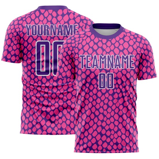 Soccer Sublimation Jersey Purple-White Uniform Skin Custom Snake Pink Soccer Sublimation Jersey Purple-White Uniform Skin Custom Snake Pink