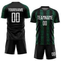 Sublimation Shape Uniform Abstract Jersey Soccer Black Green Custom White-Kelly