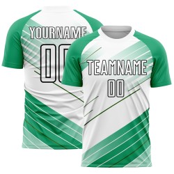 White-Black Kelly Jersey Sublimation Uniform Soccer Custom Green