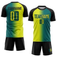 Fashion Jersey Yellow-Black Sublimation Neon Soccer Gradient Teal Custom Uniform Fashion Jersey Yellow-Black Sublimation Neon Soccer Gradient Teal Custom Uniform