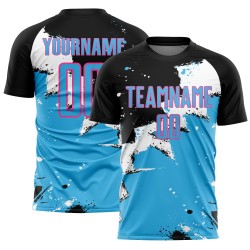 Sublimation Jersey Sky Spalsh Blue-Pink Uniform Custom Soccer Black