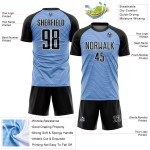 Black-White Soccer Uniform Jersey Lines Blue Custom Wavy Light Sublimation Black-White Soccer Uniform Jersey Lines Blue Custom Wavy Light Sublimation