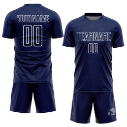 Geometric Shape Jersey Sublimation Soccer Uniform White Navy Custom