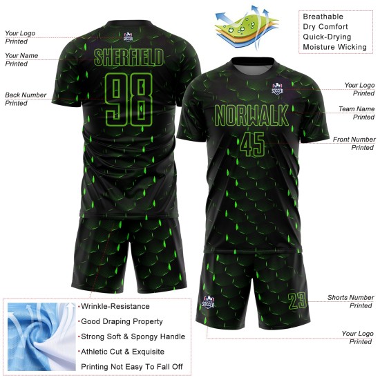 Shape Uniform Aurora Jersey Green Geometric Black Custom Sublimation Soccer