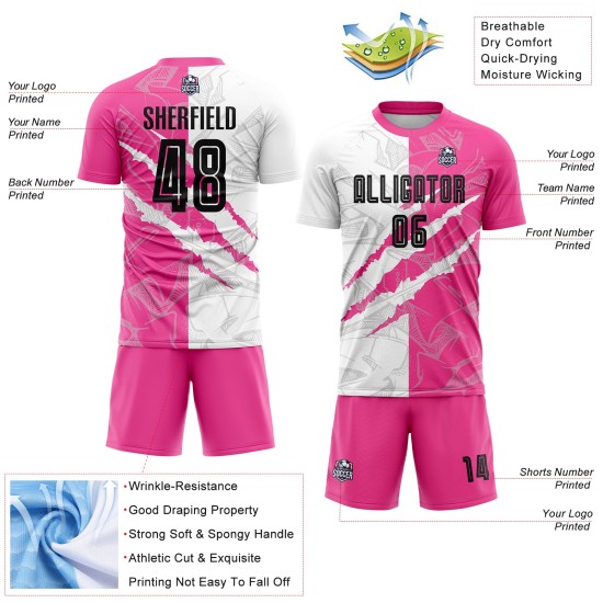 Sublimation Pattern Graffiti Black-Pink Custom Scratch Soccer Uniform Jersey Sublimation Pattern Graffiti Black-Pink Custom Scratch Soccer Uniform Jersey
