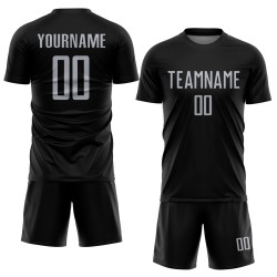 Gray Black Sublimation Soccer Custom Uniform Jersey