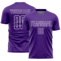Custom Geometric Uniform White Shape Soccer Jersey Purple Sublimation