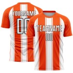 Uniform White-Black Orange Custom Jersey Line Sublimation Soccer